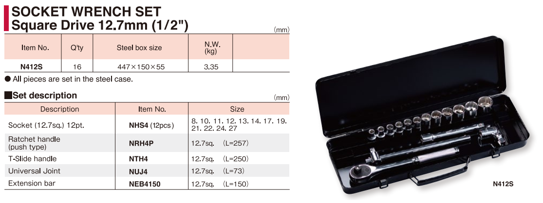 Bộ lục giác N412S SUPER TOOL / JAPAN - Hàng chính hãng