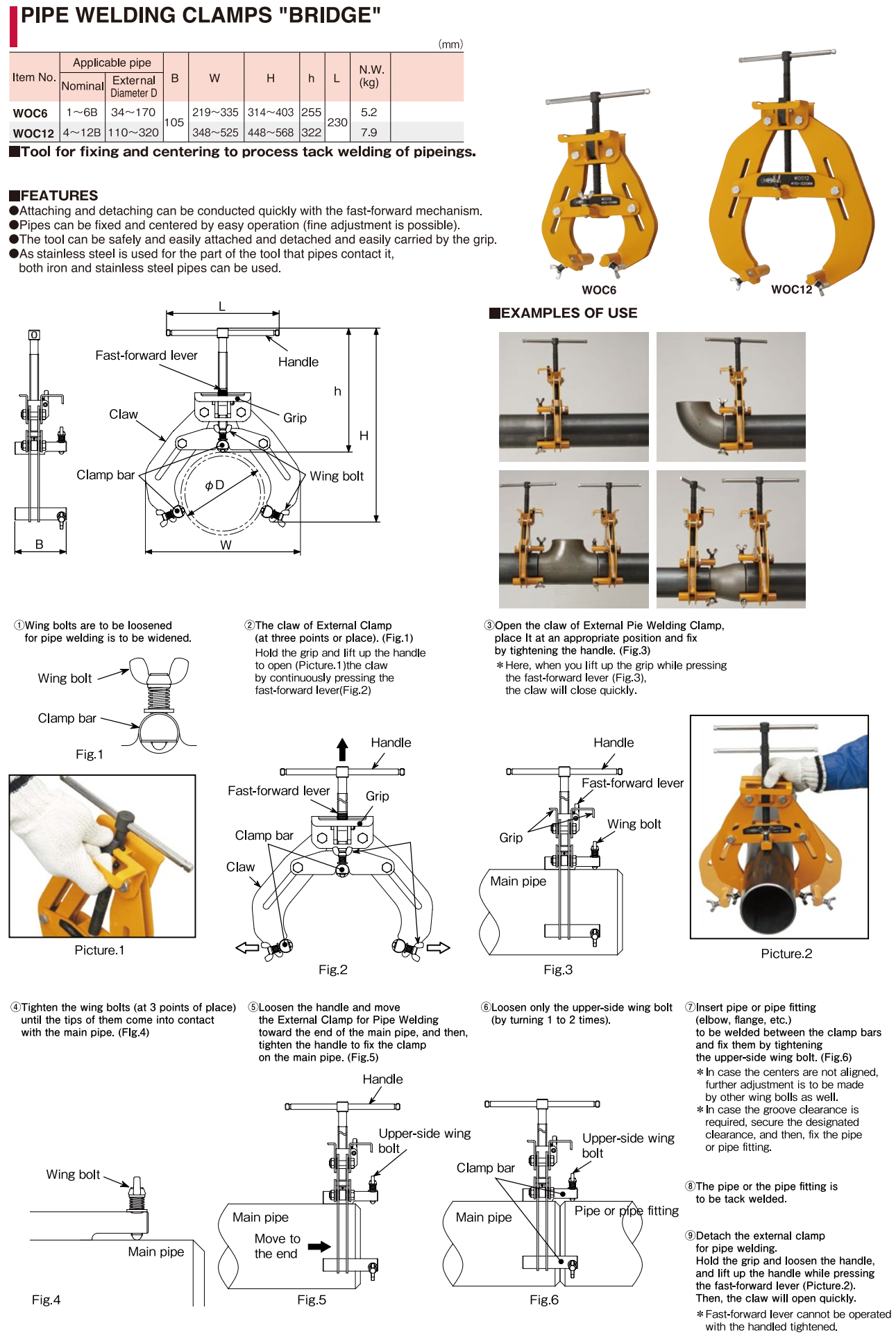 Gá kẹp ống hàn WOC6 WOC12 SUPERTOOL/ JAPAN - Hàng chính hãng